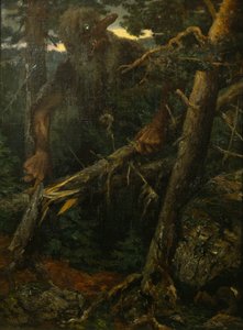 Öreg troll fákat tör ki az erdőben alkotó: Theodor Kittelsen