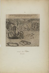 Appellit navis gallicai: qui inerant, redimunt a barbaris gossip pium... (a könyvből, Americae, harmadik rész) alkotó: Theodor de Bry