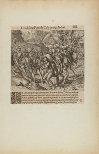 Crudelitas Petride Calyce Erga Indos. III. (a könyvből, Americae, negyedik rész) alkotó: Theodor de Bry