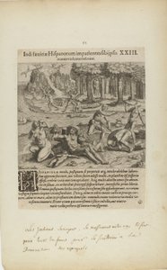 Indisaeuitiae Hispanorum Impatientes Sibi Psis/Manus Violentas Inserunt. XXIII. (a könyvből, Americae, negyedik rész)