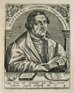 LUTHER, Márton (1483-1546). német vallási reformátor. Metszés. SPANYOLORSZÁG. MADRID (AUTONÓM KÖZÖSSÉG). Madrid. Nemzeti Könyvtár alkotó: Theodor de Bry