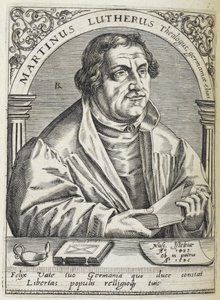 Luther Márton. (1483-1546). Német vallási reformátor, a reformáció megalapítója. Portré. alkotó: Theodor de Bry