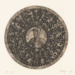 Medalion Theodor de Bry, a bolondság kapitányának mellszobrával, 1577 körül - 1578 körül alkotó: Theodor de Bry