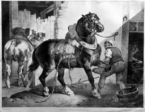 Vágóló felszerelése (litográfia) alkotó: Theodore (after) Gericault