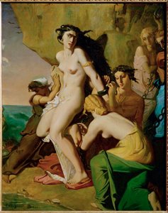 Andromede attachee au rocher par les Nereides - A sellők által a sziklához láncolt Androméda ... alkotó: Théodore Chassériau
