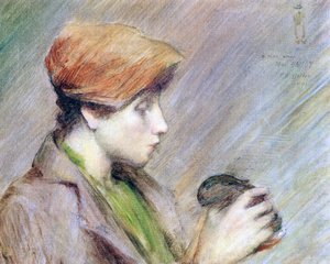 Suzanne Hoschedé egy nyúllal, 1891 alkotó: Theodore Earl Butler