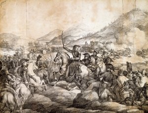 Chacabucói csata, 1817. február, amely kimondta, hogy Jose De San Martin győzött a spanyol felett, Theodore Gericault, rajz, Argentína alkotó: Theodore Gericault