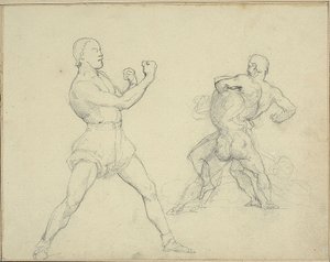 Jobb oldali bokszoló és két férfi birkózás alkotó: Theodore Gericault