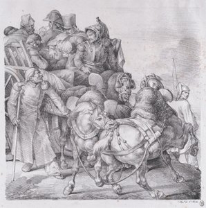 Sebesült katonákkal megrakott szekér, 1818. alkotó: Theodore Gericault