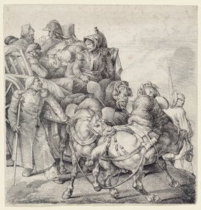 Sebesült katonákkal megrakott kocsi (A Wagon Full of Wounded Soldiers) alkotó: Theodore Gericault