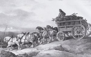 Szénkocsi [sic.] Lovak rajzolta, 1822. alkotó: Theodore Gericault
