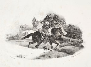 Tüzérségi üteget töltenek. alkotó: Theodore Gericault