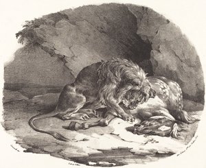 Az oroszlán felfalta ló (Cheval devore par un lion) alkotó: Theodore Gericault