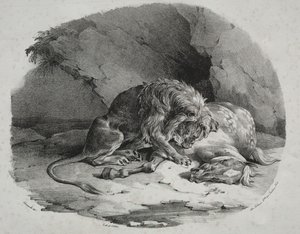 Az oroszlán felfalta ló alkotó: Theodore Gericault