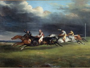 A Lóverseny szerint a derbi az Epsom Paintingben, Theodore Gericault alkotó: Theodore Gericault