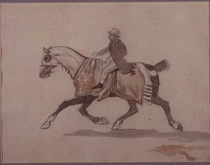 Kis vőlegény ügető lovon (ceruza és akvarell) alkotó: Theodore Gericault