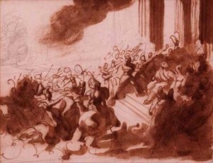 XVIII. Lajos felvonulást tart a Champ de Marson (ceruza, toll, barna tinta és mosás) alkotó: Theodore Gericault