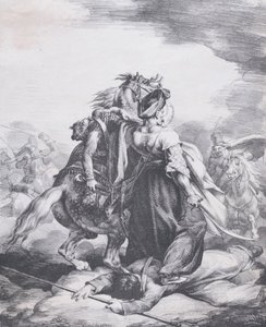 Mameluck egy sebesült trombitás védelmében, 1818. alkotó: Theodore Gericault