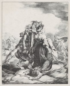 A császári gárda egyik mamelukja megvédi a sebesült trombitást egy kozák ellen (Egy egyiptomi mameluk megvédi a sebesült francia trombitást Waterloo-nál) alkotó: Theodore Gericault