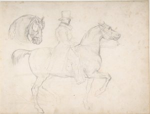 Lovas férfi és lófej-tanulmány alkotó: Theodore Gericault