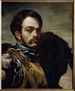 Egy karabinieri tiszt portréja. Olajfestmény alkotó: Theodore Gericault