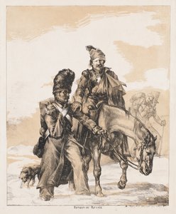 Visszatérés Oroszországból, 1818 körül (litográfia rongypapírra) alkotó: Theodore Gericault