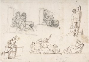 Hat rajz, köztük négy „A szegény olasz család” című műhöz alkotó: Theodore Gericault