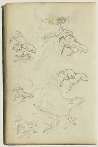 Hat tanulmány az ember számára egy felemelkedő ló mellett alkotó: Theodore Gericault