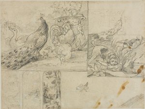 Dekoratív tájképi és állati kompozíciók vázlatai alkotó: Theodore Gericault