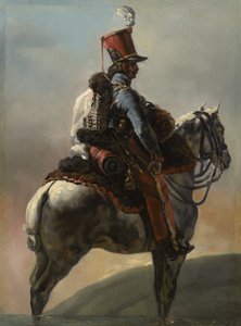 Tanulmány a "Huszárok trombitása" után, 1815?-27 alkotó: Theodore Gericault