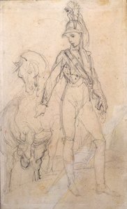 Tanulmány egy dragonyosról és a lováról alkotó: Theodore Gericault