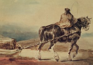 The Barge Horse (ceruza és akvarell, papír) alkotó: Theodore Gericault