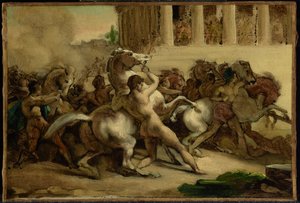A lovas nélküli lovak versenye alkotó: Theodore Gericault