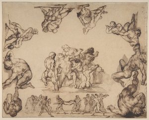 Egy fuldokló ember megmentése (előlap); Lóvázlat (hátlap) alkotó: Theodore Gericault