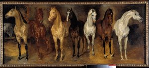 A mellek Hét ló elölről. Theodore Gericault (1791-1824) festménye 19. század V. 0,39x0,94 m Magángyűjtemény - Hét lóláda (elölnézet). Theodore Gericault festménye (1791-1824) alkotó: Theodore Gericault