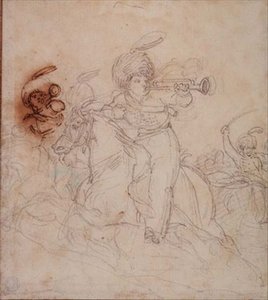 A trombitások hangja (ceruza, toll és barna tinta) alkotó: Theodore Gericault