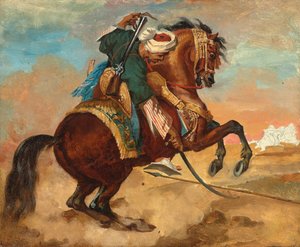Gesztenyeszínű lóra szerelt török, c. 1810 (olaj, vászon) alkotó: Theodore Gericault
