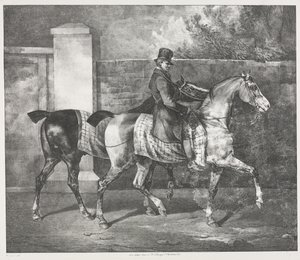 Két ló, amelyet egy zsoké lovagol alkotó: Theodore Gericault
