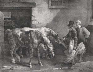 Két postaló az istálló ajtajában, 1822. alkotó: Theodore Gericault