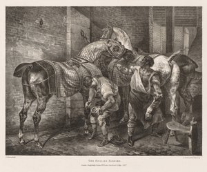 Különféle témák az életből és a kövön: Az angol patkolókovács, 1821. alkotó: Theodore Gericault
