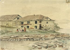 Romba dőlő épületek, Alaszka, 1884 alkotó: Theodore J. Richardson