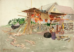 Lazacszárítás, Indian Village, Alaszka, kb. 1880-1914.