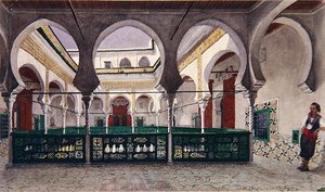 Kilátás egy ház belső udvarára Algírban, 1830 körül (akvarell, papír)