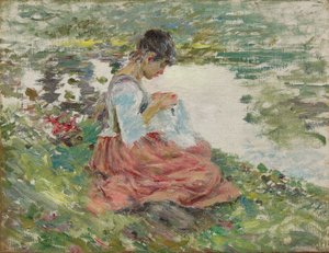 Lányvarró a folyó mellett, 1891 körül