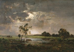 Tájkép, 1842 körül (olaj, tábla) alkotó: Theodore Rousseau