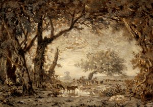Naplemente a fontainebleau-i erdőből