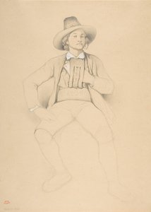 Egy tiroli jelmezben lévő férfi, ülve, pipázva, 1842.