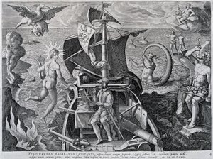 Theodor de Bry (1528-1598) allegóriája Ferdinand Magellán (1480-1521) utazásairól alkotó: Theodore de Bry