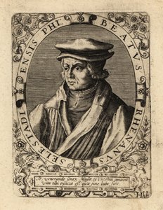 Boldog Bild, német humanista. alkotó: Theodore de Bry