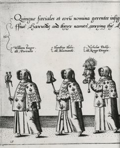 Hírnökök Sir Philip Sidney temetkezési csoportjában a St. Pauls Cathedral felé vezető úton, 1587 alkotó: Theodore de Bry